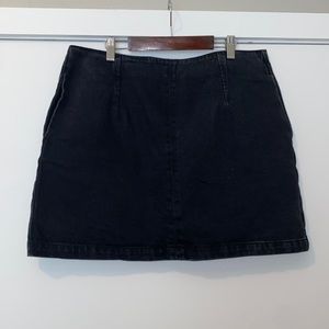 Topshop Black Moto Denim Mini Skirt